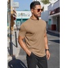 image:imageCOOFANDY Mens Mock Turtleneck Shirts Short Sleeve Casual Basic TShirts Ribbed Solid Pullover TopsKhaki