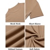 image:imageCOOFANDY Mens Mock Turtleneck Shirts Short Sleeve Casual Basic TShirts Ribbed Solid Pullover TopsKhaki