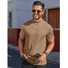 image:imageCOOFANDY Mens Mock Turtleneck Shirts Short Sleeve Casual Basic TShirts Ribbed Solid Pullover TopsKhaki