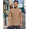 image:imageCOOFANDY Mens Mock Turtleneck Shirts Short Sleeve Casual Basic TShirts Ribbed Solid Pullover TopsKhaki