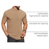 image:imageCOOFANDY Mens Mock Turtleneck Shirts Short Sleeve Casual Basic TShirts Ribbed Solid Pullover TopsKhaki