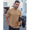 image:imageCOOFANDY Mens Mock Turtleneck Shirts Short Sleeve Casual Basic TShirts Ribbed Solid Pullover TopsKhaki