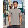 image:imageCOOFANDY Mens Mock Turtleneck Shirts Short Sleeve Casual Basic TShirts Ribbed Solid Pullover TopsLight Grey