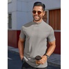 image:imageCOOFANDY Mens Mock Turtleneck Shirts Short Sleeve Casual Basic TShirts Ribbed Solid Pullover TopsLight Grey