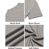 image:imageCOOFANDY Mens Mock Turtleneck Shirts Short Sleeve Casual Basic TShirts Ribbed Solid Pullover TopsLight Grey