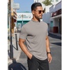 image:imageCOOFANDY Mens Mock Turtleneck Shirts Short Sleeve Casual Basic TShirts Ribbed Solid Pullover TopsLight Grey