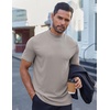image:imageCOOFANDY Mens Mock Turtleneck Shirts Short Sleeve Casual Basic TShirts Ribbed Solid Pullover TopsLight Grey