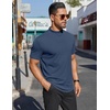 image:imageCOOFANDY Mens Mock Turtleneck Shirts Short Sleeve Casual Basic TShirts Ribbed Solid Pullover TopsNavy Blue