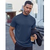 image:imageCOOFANDY Mens Mock Turtleneck Shirts Short Sleeve Casual Basic TShirts Ribbed Solid Pullover TopsNavy Blue
