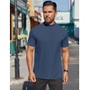 image:imageCOOFANDY Mens Mock Turtleneck Shirts Short Sleeve Casual Basic TShirts Ribbed Solid Pullover TopsNavy Blue