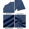 image:imageCOOFANDY Mens Mock Turtleneck Shirts Short Sleeve Casual Basic TShirts Ribbed Solid Pullover TopsNavy Blue