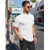 image:imageCOOFANDY Mens Mock Turtleneck Shirts Short Sleeve Casual Basic TShirts Ribbed Solid Pullover TopsWhite