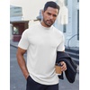 image:imageCOOFANDY Mens Mock Turtleneck Shirts Short Sleeve Casual Basic TShirts Ribbed Solid Pullover TopsWhite