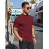 image:imageCOOFANDY Mens Mock Turtleneck Shirts Short Sleeve Casual Basic TShirts Ribbed Solid Pullover TopsWine Red