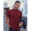 image:imageCOOFANDY Mens Mock Turtleneck Shirts Short Sleeve Casual Basic TShirts Ribbed Solid Pullover TopsWine Red