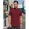 image:imageCOOFANDY Mens Mock Turtleneck Shirts Short Sleeve Casual Basic TShirts Ribbed Solid Pullover TopsWine Red