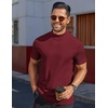 image:imageCOOFANDY Mens Mock Turtleneck Shirts Short Sleeve Casual Basic TShirts Ribbed Solid Pullover TopsWine Red