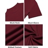image:imageCOOFANDY Mens Mock Turtleneck Shirts Short Sleeve Casual Basic TShirts Ribbed Solid Pullover TopsWine Red