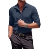 image:imageCOOFANDY Mens Muscle Fit Dress Shirts WrinkleFree Long Sleeve Casual Button Down ShirtsDark Blue