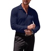 image:imageCOOFANDY Mens Muscle Fit Dress Shirts WrinkleFree Long Sleeve Casual Button Down ShirtsDeep Blue