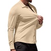 image:imageCOOFANDY Mens Muscle Fit Dress Shirts WrinkleFree Long Sleeve Casual Button Down ShirtsLight Khaki
