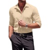 image:imageCOOFANDY Mens Muscle Fit Dress Shirts WrinkleFree Long Sleeve Casual Button Down ShirtsLight Khaki