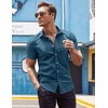 image:imageCOOFANDY Mens Muscle Fit Dress Shirts WrinkleFree Short Sleeve Casual Button Down ShirtBluegreen
