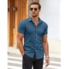 image:imageCOOFANDY Mens Muscle Fit Dress Shirts WrinkleFree Short Sleeve Casual Button Down ShirtBluegreen
