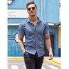 image:imageCOOFANDY Mens Muscle Fit Dress Shirts WrinkleFree Short Sleeve Casual Button Down ShirtDusty Urban Blue