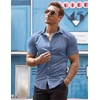 image:imageCOOFANDY Mens Muscle Fit Dress Shirts WrinkleFree Short Sleeve Casual Button Down ShirtDusty Urban Blue