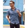 image:imageCOOFANDY Mens Muscle Fit Dress Shirts WrinkleFree Short Sleeve Casual Button Down ShirtDusty Urban Blue