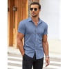 image:imageCOOFANDY Mens Muscle Fit Dress Shirts WrinkleFree Short Sleeve Casual Button Down ShirtDusty Urban Blue