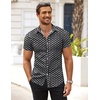 image:imageCOOFANDY Mens Muscle Fit Dress Shirts WrinkleFree Short Sleeve Casual Button Down ShirtFloral Black2
