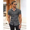 image:imageCOOFANDY Mens Muscle Fit Dress Shirts WrinkleFree Short Sleeve Casual Button Down ShirtFloral Black2