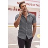 image:imageCOOFANDY Mens Muscle Fit Dress Shirts WrinkleFree Short Sleeve Casual Button Down ShirtGrey