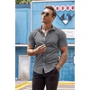 image:imageCOOFANDY Mens Muscle Fit Dress Shirts WrinkleFree Short Sleeve Casual Button Down ShirtGrey