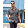 image:imageCOOFANDY Mens Muscle Fit Dress Shirts WrinkleFree Short Sleeve Casual Button Down ShirtGrey