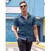 image:imageCOOFANDY Mens Muscle Fit Dress Shirts WrinkleFree Short Sleeve Casual Button Down ShirtGrey Blue