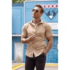 image:imageCOOFANDY Mens Muscle Fit Dress Shirts WrinkleFree Short Sleeve Casual Button Down ShirtKhaki