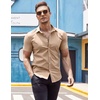 image:imageCOOFANDY Mens Muscle Fit Dress Shirts WrinkleFree Short Sleeve Casual Button Down ShirtKhaki