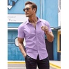image:imageCOOFANDY Mens Muscle Fit Dress Shirts WrinkleFree Short Sleeve Casual Button Down ShirtLavender