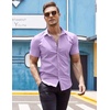 image:imageCOOFANDY Mens Muscle Fit Dress Shirts WrinkleFree Short Sleeve Casual Button Down ShirtLavender
