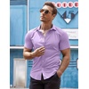 image:imageCOOFANDY Mens Muscle Fit Dress Shirts WrinkleFree Short Sleeve Casual Button Down ShirtLavender
