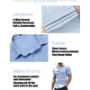 image:imageCOOFANDY Mens Muscle Fit Dress Shirts WrinkleFree Short Sleeve Casual Button Down ShirtLight Blue