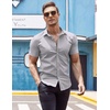 image:imageCOOFANDY Mens Muscle Fit Dress Shirts WrinkleFree Short Sleeve Casual Button Down ShirtLight Grey