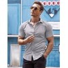 image:imageCOOFANDY Mens Muscle Fit Dress Shirts WrinkleFree Short Sleeve Casual Button Down ShirtLight Grey