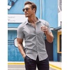 image:imageCOOFANDY Mens Muscle Fit Dress Shirts WrinkleFree Short Sleeve Casual Button Down ShirtLight Grey