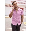 image:imageCOOFANDY Mens Muscle Fit Dress Shirts WrinkleFree Short Sleeve Casual Button Down ShirtLight Pink
