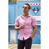 image:imageCOOFANDY Mens Muscle Fit Dress Shirts WrinkleFree Short Sleeve Casual Button Down ShirtLight Pink