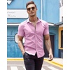 image:imageCOOFANDY Mens Muscle Fit Dress Shirts WrinkleFree Short Sleeve Casual Button Down ShirtLight Pink